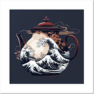 Traditional Japanese Wave in Tea Kettle Posters and Art